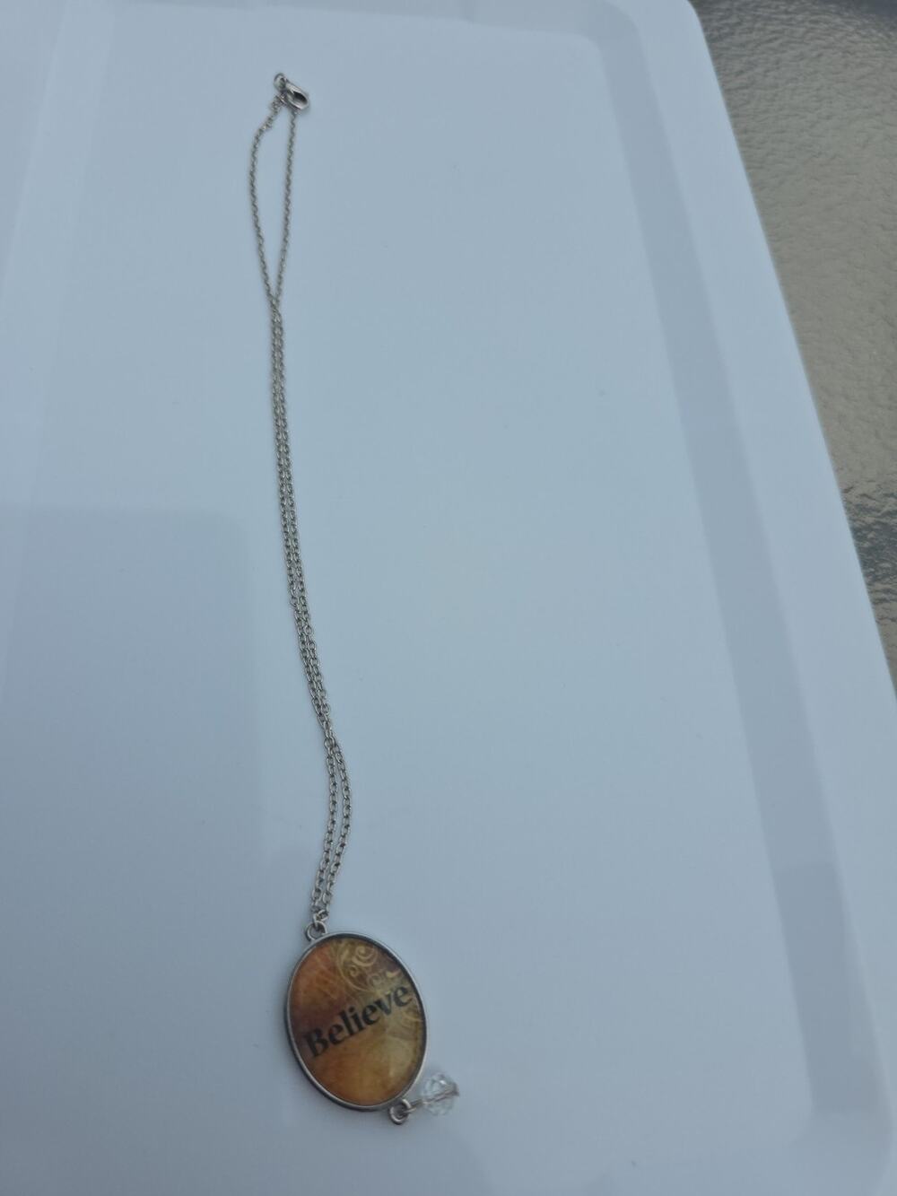 Faith Believe Pendant Necklace with Silver Chain